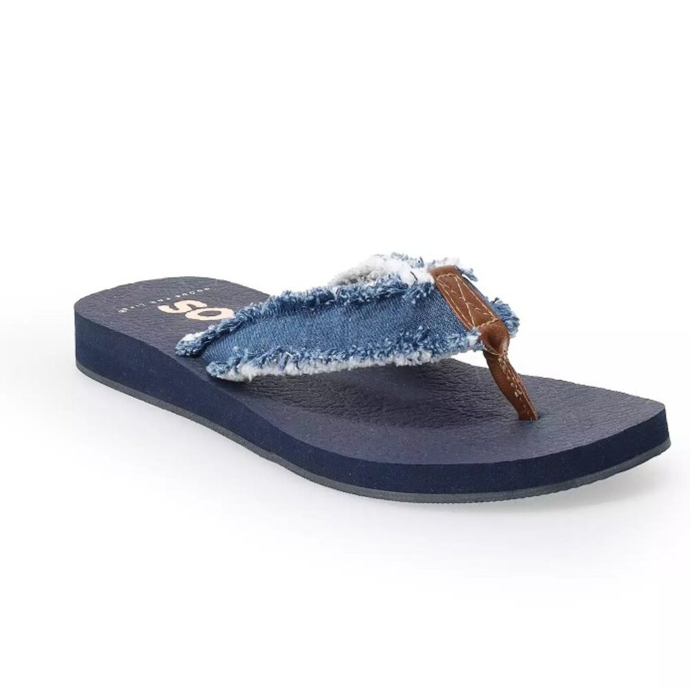 SO Blue Jean Flip Flop Sandals - 8